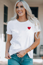 Valentines Heart Pattern Embroidery T Shirt