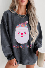 Black Sequin HO HO HO Santa Claus Graphic Corded Sweatshirt