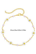 Gold Daisy & Pearl Chain Anklet