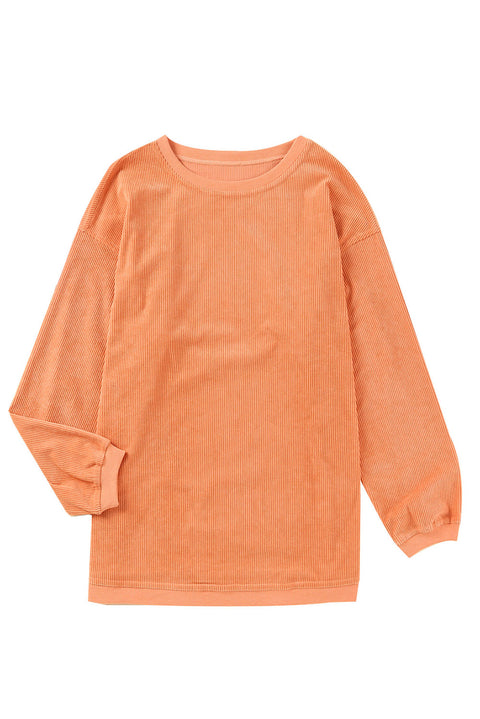 Orange JOLENE Ribbed Corded Oversized Sweatshirt