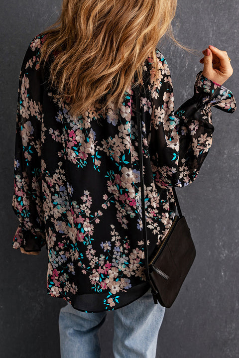 Blusa de gasa con estampado de flores silvestres