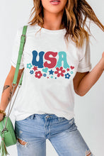 White USA Flower Graphic Tee