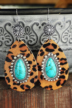 Chestnut Western Leopard Turquoise Inlay Drop Earrings