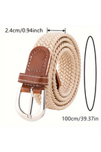 White Boho Style Woven Canvas Waist Belt