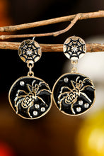 Black Halloween Spider Web Rhinestone Drop Earrings