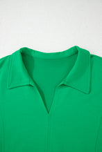 Bright Green Short Sleeve Turn-Down Collar Plus Size Blouse