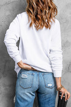 White Sequin Clover Embroidered Drop Shoulder Sweatshirt