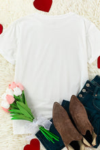 Valentines Heart Pattern Embroidery T Shirt