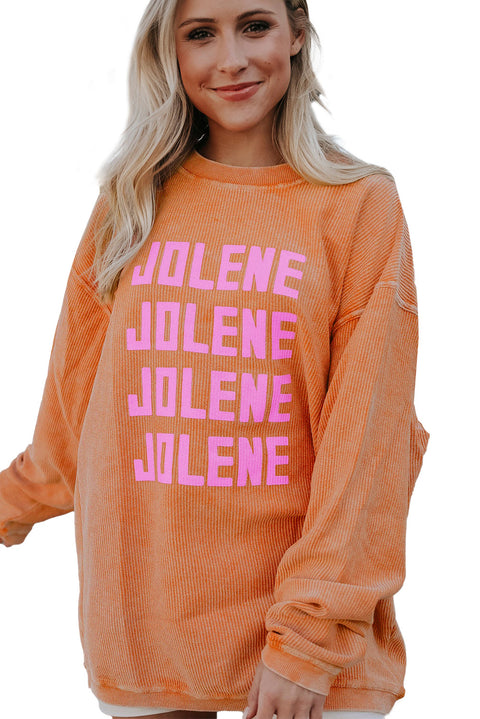 Orange JOLENE Ribbed Corded Oversized Sweatshirt