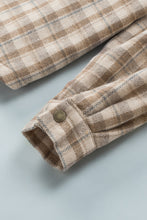 Khaki Plaid Pattern Sherpa Lined Hooded Shacket