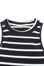 Striped Print Ribbed O-neck Sleeveless Top