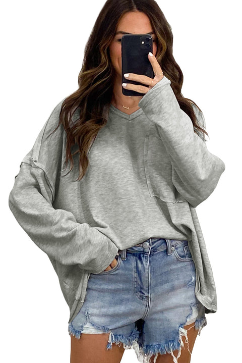 Pocketed Oversized Drop Sleeve Top