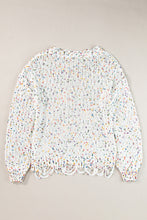 White Colorful Confetti Distressed Knit Sweater