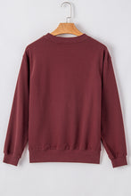 Burgundy Plain Drop Shoulder Crewneck Pullover Sweatshirt