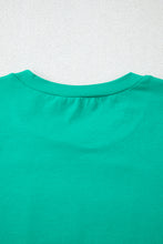 Sea Green Sequin Mardi Gras Letter Graphic T Shirt