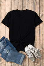 Black Sparkle Rhinestone Smile Face Graphic T Shirt