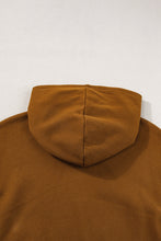 Chestnut Color Block Half Zip Kangaroo Pocketed Hoodie