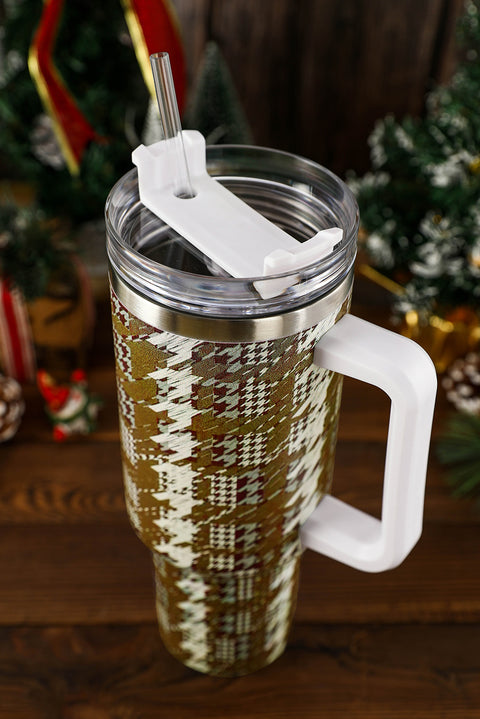 Fiery Red Houndstooth Pattern Stainless Steel Tumbler 40oz