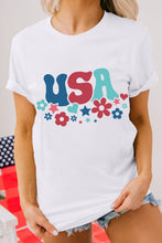 White USA Flower Graphic Tee