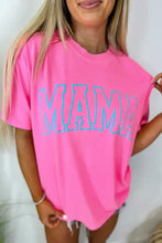 Bright Pink MAMA Letter Graphic Neon T Shirt