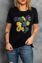 Black Chenille Mardi Gras Letter Graphic Tee