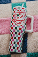 Red Merry and Bright Colorful Plaid Print Handle Portable Cup