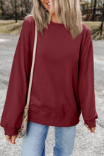 Burgundy Plain Drop Shoulder Crewneck Pullover Sweatshirt