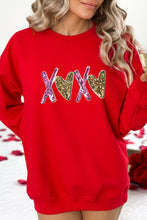 Red Heart XOXO Graphic Crewneck Valentines Pullover Sweatshirt