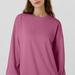 Valerian Solid Fleece Lined Drop Shoulder High Low Sweatshirt