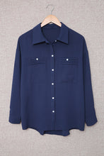 Solid Pocket Long Sleeve Button-up Shirt