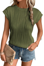 Jungle Green Wavy Texture Cap Sleeve Top