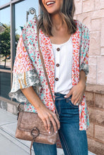 Floral Print Open Front Bell Sleeve kimono