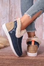 Blue Suede Stitching Patchwork Plush Lined Anklet Boots