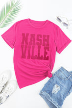 Rose Red NASHVILLE Rhinestone Crew Neck Graphic Tee