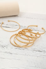 Gold 7pcs/set Textured Plated Open Alloy Bangle Set