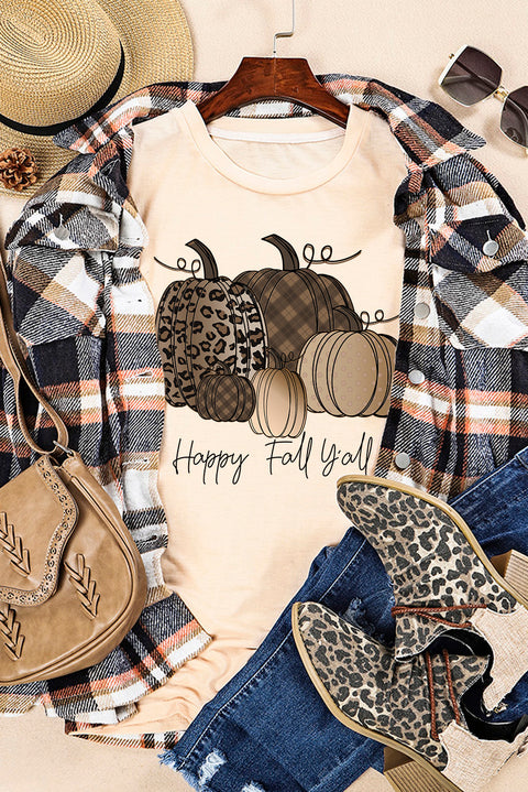 Camiseta gráfica con estampado de calabaza Happy Fall Y'all