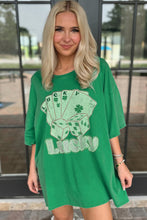 Bright Green Rhinestone Lucky Poker Cards Oversized T Shirt Mini Dress