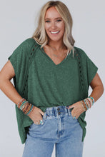 Blackish Green Crochet Lace Detail Oversized Tee