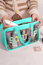 Light Blue STUFF Glitter Chenille Patched Transparent Makeup Bag