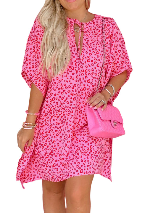 Animal Print Half Sleeve Shift Dress