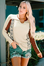 Colorblock Waffle Knit Long Sleeve Top