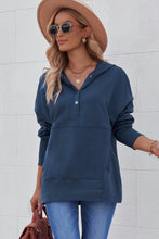 Batwing Sleeve Pocketed Henley Hoodie