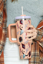 Apricot Pink Western Aztec Steer Head Stainless Tumbler