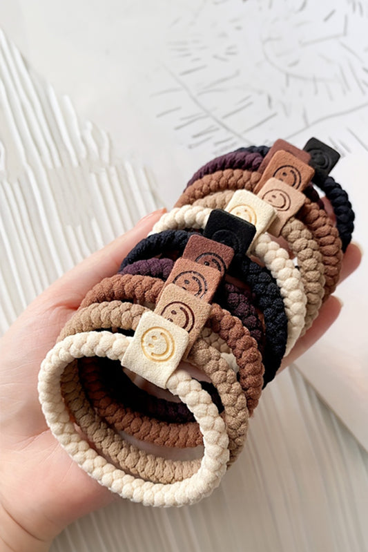 Chestnut 5pcs Smile Face Decor Braided Hair Ties