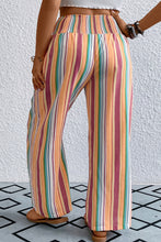 Orange Stripe Plus Size Boho Smocked Waist Loose Pants