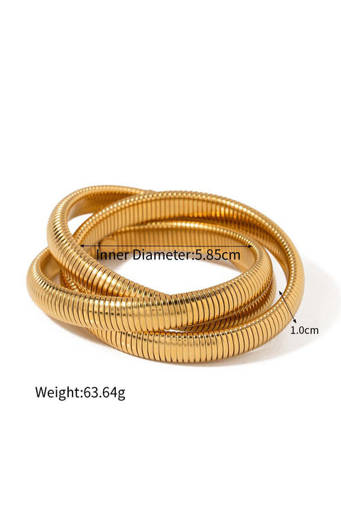 Gold 3 Layers Chunky Alloy Bangle