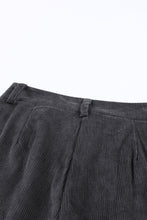 Black Corduroy High Waist Straight Leg Pants