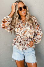 Parchment Floral Buttoned Peplum Top