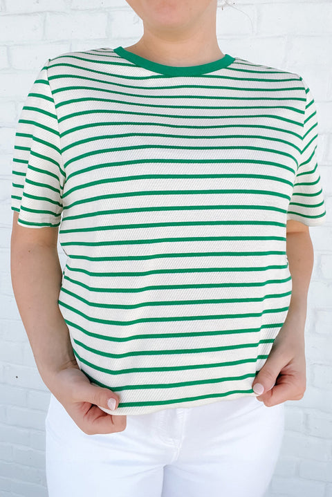 Green Stripe Plus Size St Patricks Day Round Neck T Shirt