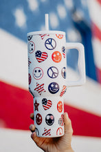 White American Flag Fashion Printed Stainless Cup With Handle 40oz